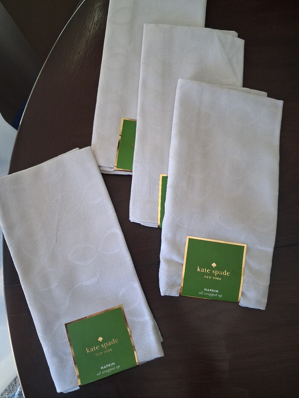 Kate Spade "All Wrapped Up" Bow Design Fabric Napkins- Lot Of 4